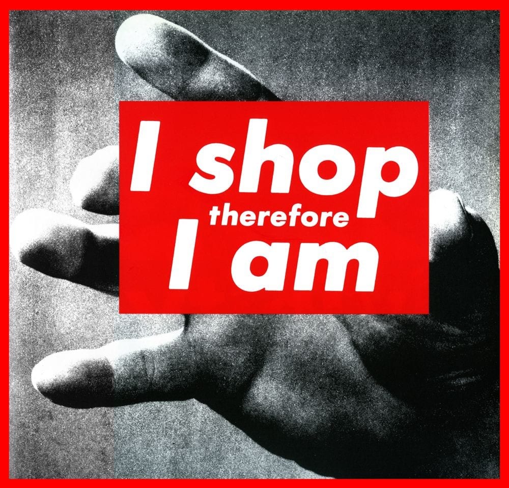 Barbara Kruger is an American conceptual artist and collagist. Most of her work consists of black-and-white photographs, overlaid with declarative captions, stated in white-on-red Futura Bold Oblique or Helvetica Ultra Condensed text.